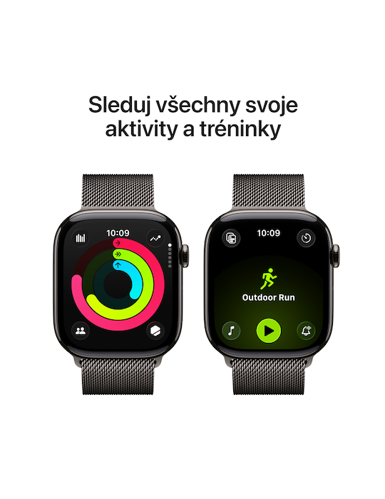 Apple Watch Series 11 GPS + Cellular 46mm břidlicově šedé titanové pouzdro s břidlicově šedým Milánským tahem S/M, šedý titan