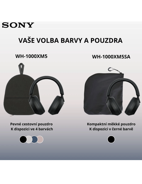 Sluchátka Sony WH-1000XM5 Soft case, černá
