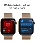 Apple Watch Series 10 GPS + Cellular 42mm zlaté titanové pouzdro se zlatým Milánským tahem, zlatá - Milánský tah
