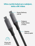 Kabel UltraLink 240W 1.5m USB-C, černá