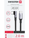 SWISSTEN Datový kabel pro notebooky USB-C/USB-C 5A (100W), délka 2 m, černá