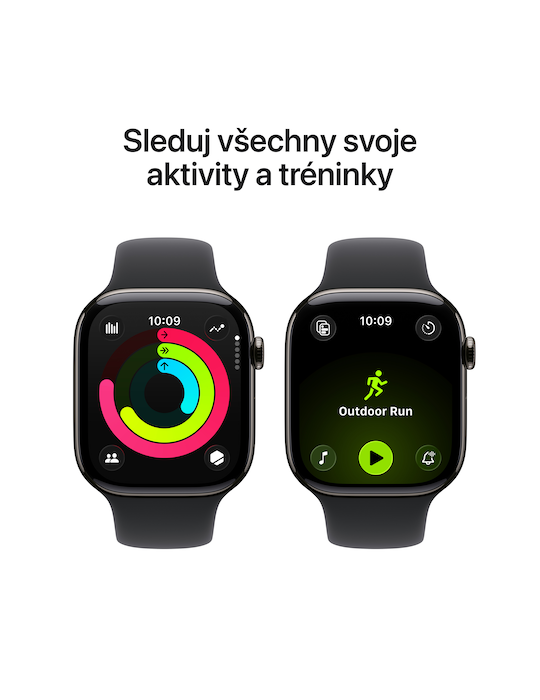 Apple Watch Series 11 GPS + Cellular 46mm břidlicově šedé titanové pouzdro s černým sportovním řemínkem S/M, šedý titan
