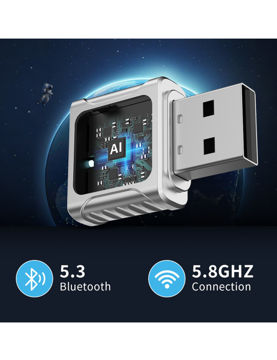 Carlink adapter Swissten pro Apple Carplay a Android Auto USB-A/C, stříbrná