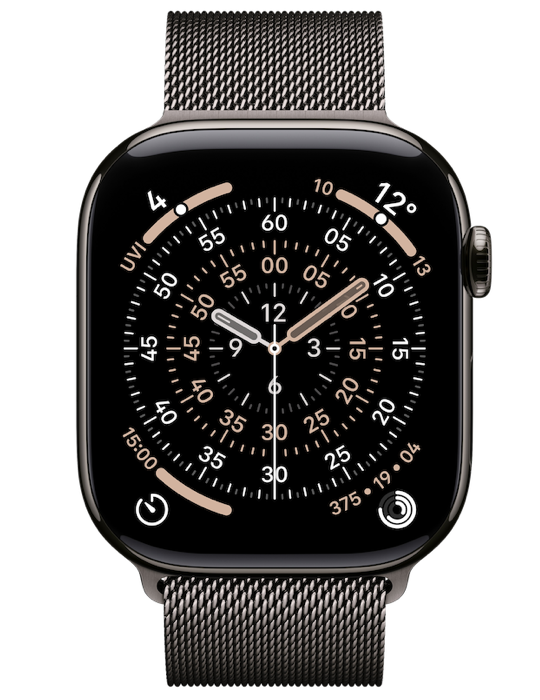 Apple Watch Series 11 GPS + Cellular 46mm břidlicově šedé titanové pouzdro s břidlicově šedým Milánským tahem S/M, šedý titan