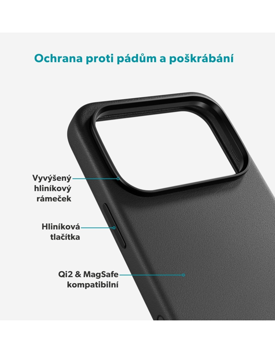 Kryt Epico Leather Pro Mag+ iPhone 17 Pro Qi2 & Magsafe kompatibilní, černá