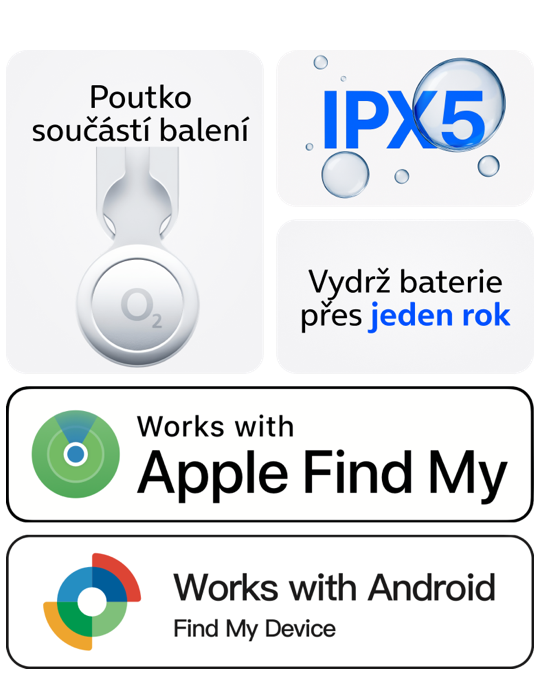Lokalizační čip O2 tag 2v1 pro Apple i Android 3ks, bílá