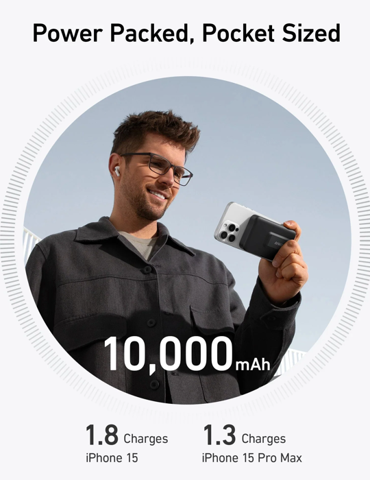 Bezdrátová powerbanka Anker MagGo 10000mAh, 27W, černá