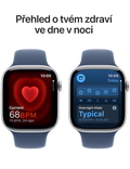 Apple Watch Series 10 GPS + Cellular 46mm stříbrné hliníkové pouzdro, stříbrná - denim sportovní řemínek M/L