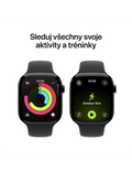 Apple Watch Series 11 GPS + Cellular 42mm klavírně černé hliníkové pouzdro s černým sportovním řemínkem S/M, černá