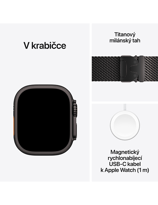 Apple Watch Ultra 4 GPS + Cellular 49mm, Titan černý/černý tit. milánský S
