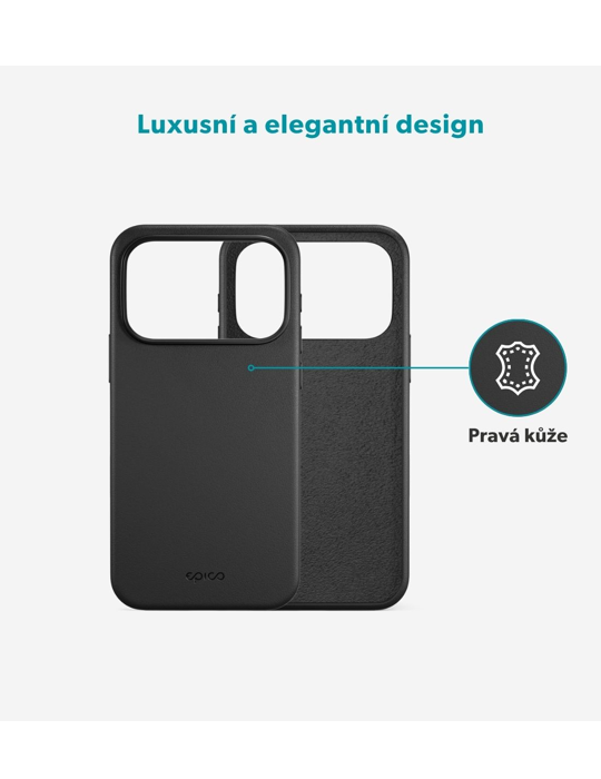 Kryt Epico Leather Pro Mag+ iPhone 17 Pro Qi2 & Magsafe kompatibilní, černá
