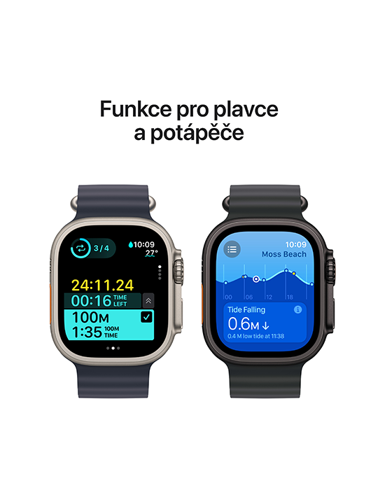 Apple Watch Ultra 2 GPS + Cellular 49mm přírodně titanové pouzdro s přírodně titanovým Milánským tahem S, přírodní titan - Milánský tah S