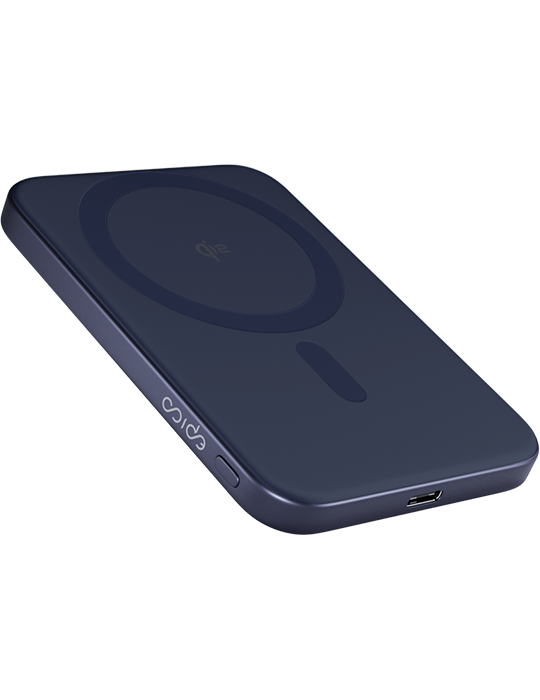 Hliníková bezdrátová powerbanka Slim Qi2 5000mAh Mag+ EM51, modrá