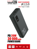 Powerbanka WG 30.000mAh, 4xUSB-A 22W Quick Charge + USB-C 20W Power Delivery, černá