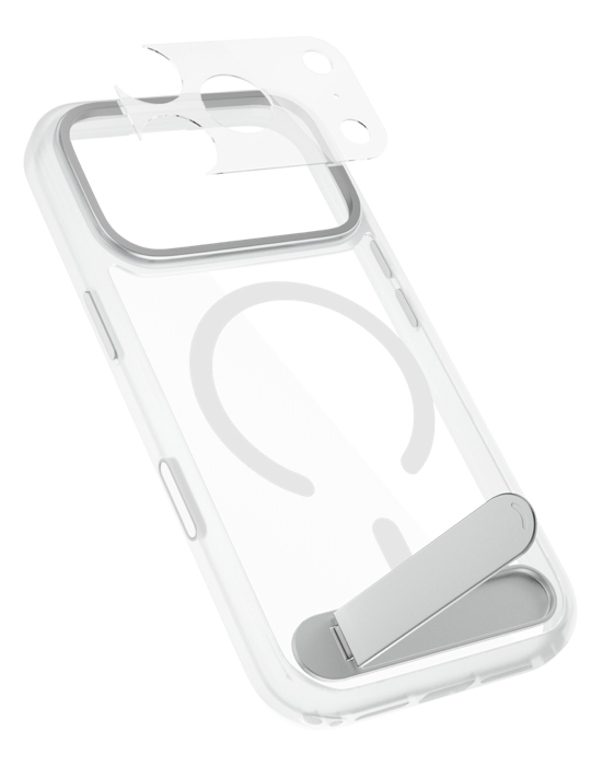 Kryt Epico HeroStand Pro Mag+ iPhone 17 Pro/18 Pro se skládacím stojánkem, transparent