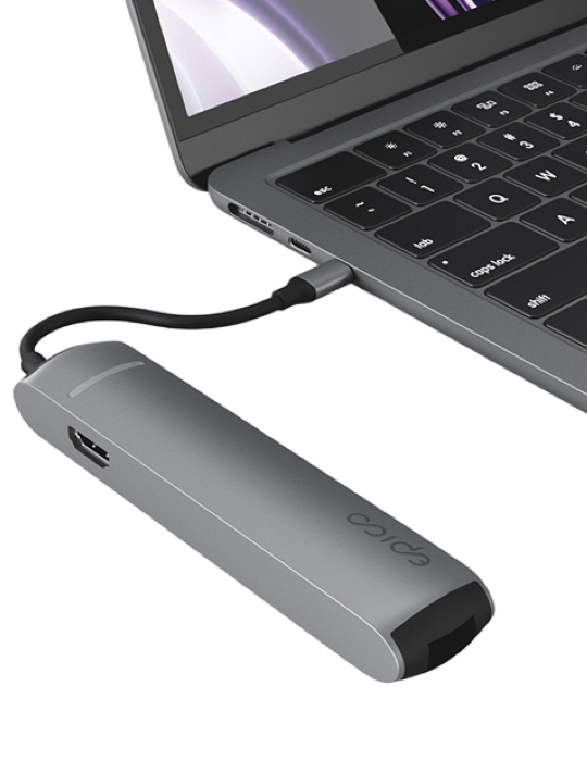 Kabelový HUB USB-C 6v1 s HDMI/Ethernet, vesmírně šedá