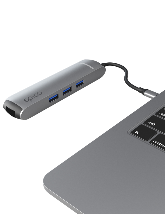 Kabelový HUB USB-C 6v1 s HDMI/Ethernet, vesmírně šedá