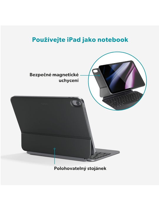 Epico tenká hliníková klávesnice EK40 iPad Pro 12,9" (3.-6. gen)/Air 13" M2-M3, černá