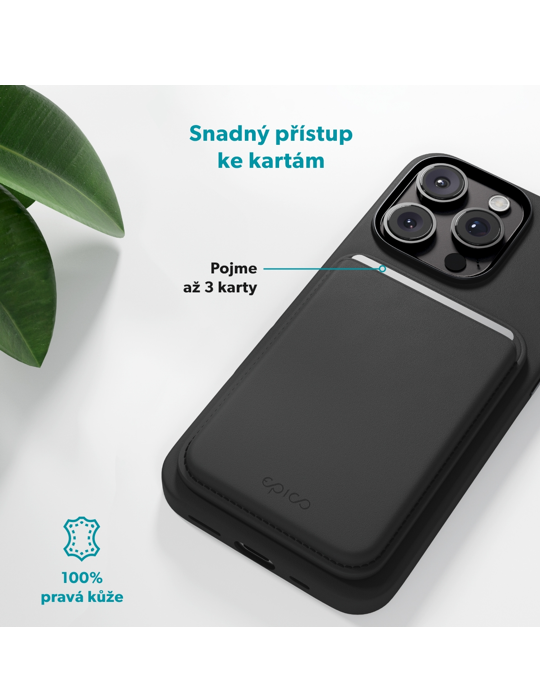 Peněženka Epico Mag+ Leather Wallet, černá