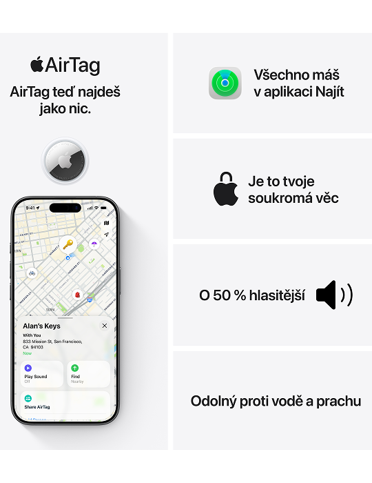Apple AirTag 2. generace 4ks, bílá