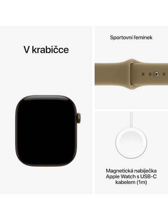 Apple Watch Series 12 GPS + Cellular 46mm, Hliník tm. bronz./olivový sport S/M