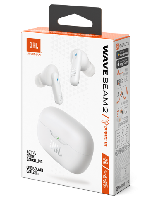 Sluchátka JBL Wave Beam 2, bílá