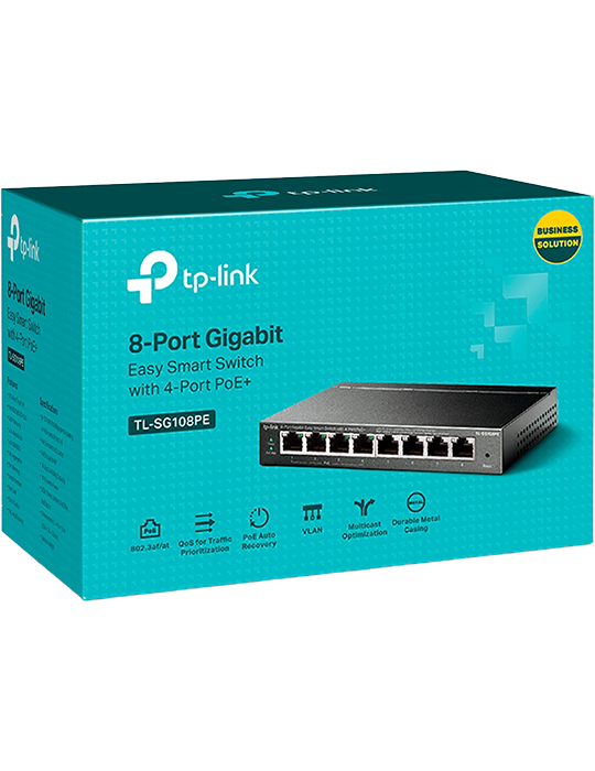 Switch TL-SG108PE 8xLAN (4x s PoE), černá