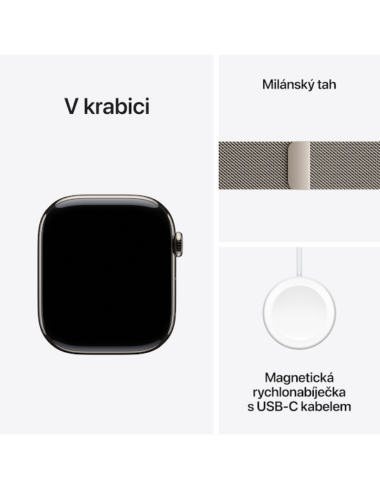 Apple Watch Series 10 GPS + Cellular 42mm přírodně titanové pouzdro, přírodní titan - Milánský tah