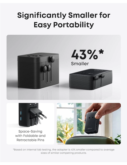 Nabíjecí stanice Anker Nano 20W 2xUSB-C, 2xUSB, s adaptéry pro zásuvky UK/US/AU/EU, černá