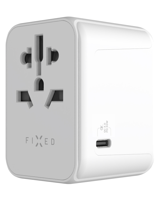 FIXED Voyager cestovní nabíječka 30W s USB-A a USB-C, bílá