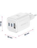 Nabíječka Swissten GaN 2x USB-C 65W USB-A 18W bílá, bílá