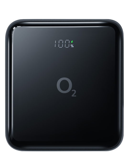 O2 powerbanka 10 000 mAh 35W s vestavěným kabelem, černá