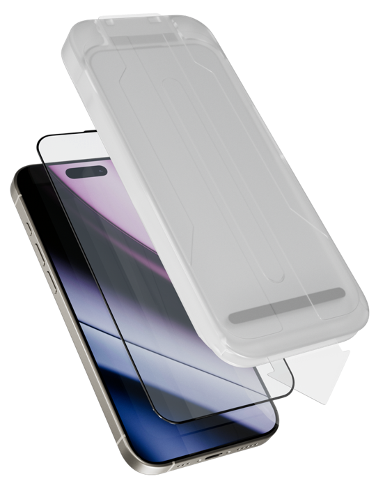 Sklo Epico Hero 3D Ultra-široké krytí s jednokrokovým aplikátorem proti prachu iPhone 16 Pro/17, čirá