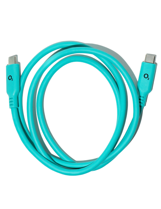 Kabel O2 USB-C x USB-C 1,2m, silikonový materiál, tyrkysová