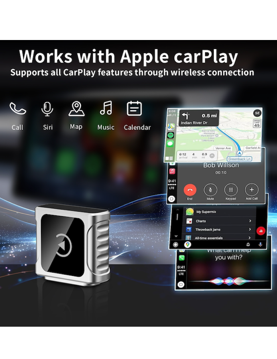 Carlink adapter Swissten pro Apple Carplay a Android Auto USB-A/C, stříbrná