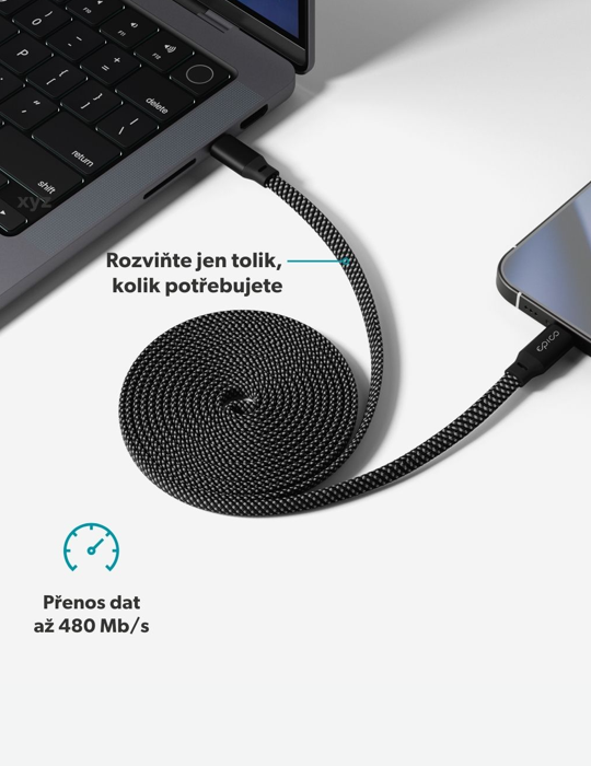 Kabel UltraLink 240W mag. 1,5m USB-C, černá