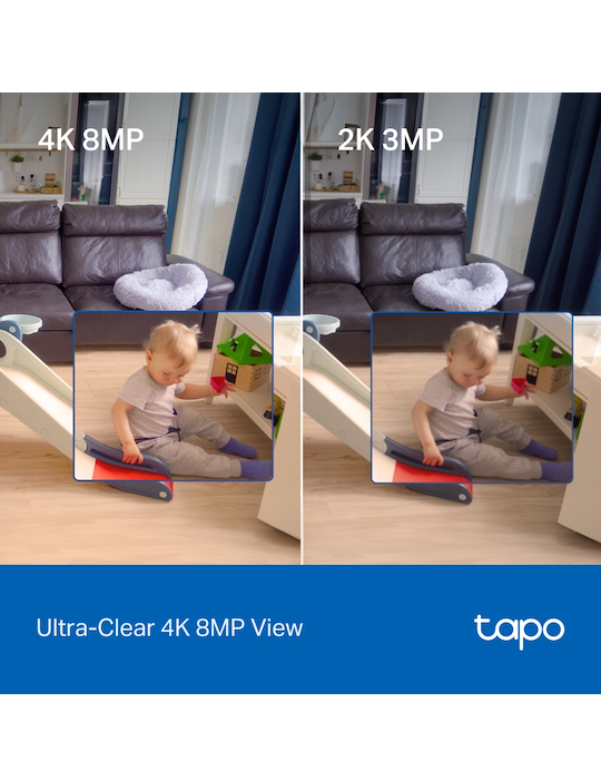 Domácí bezpečnostní otočná Wi-Fi kamera s AI Tapo C260, bílá