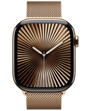 Apple Watch Series 10 GPS + Cellular 42mm zlaté titanové pouzdro se zlatým Milánským tahem, zlatá - Milánský tah