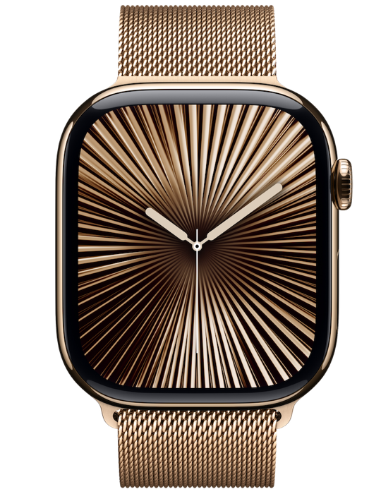 Apple Watch Series 10 GPS + Cellular 42mm zlaté titanové pouzdro se zlatým Milánským tahem, zlatá - Milánský tah