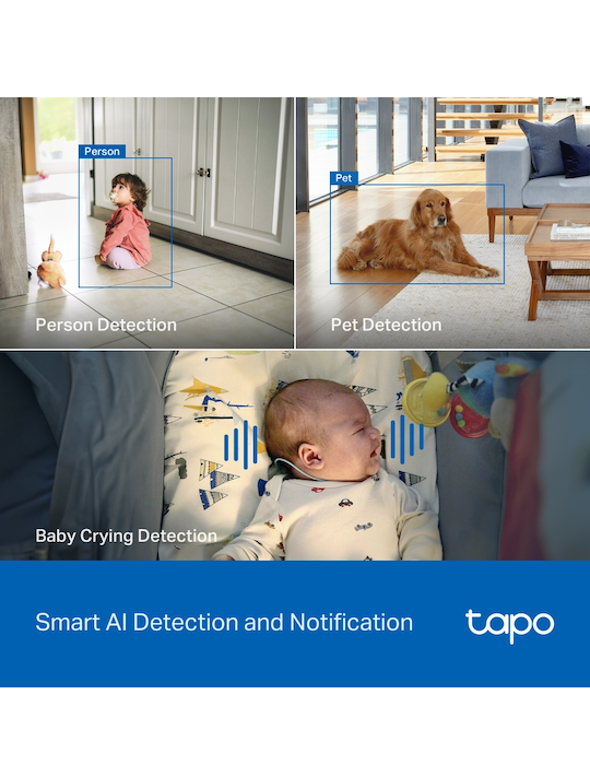 Domácí bezpečnostní otočná Wi-Fi kamera s AI Tapo C260, bílá