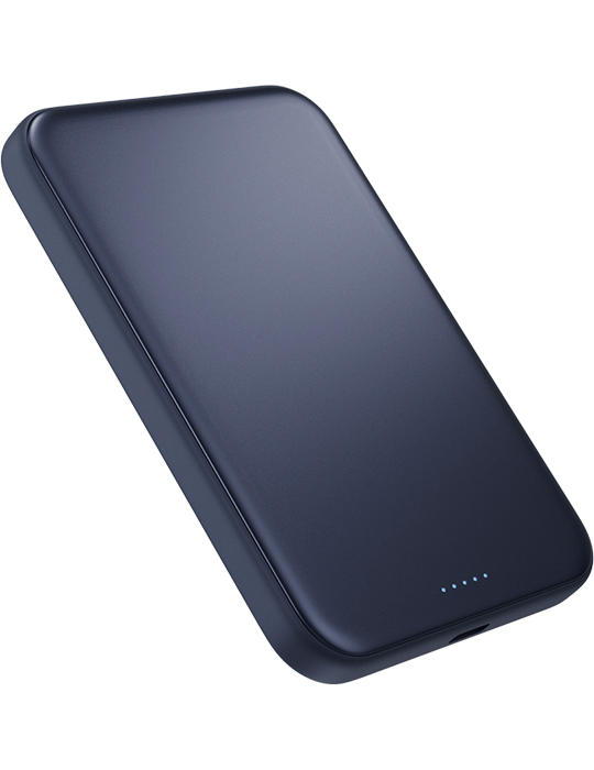 Hliníková bezdrátová powerbanka Qi2 25W Slim 5000mAh Mag+ EM55, modrá