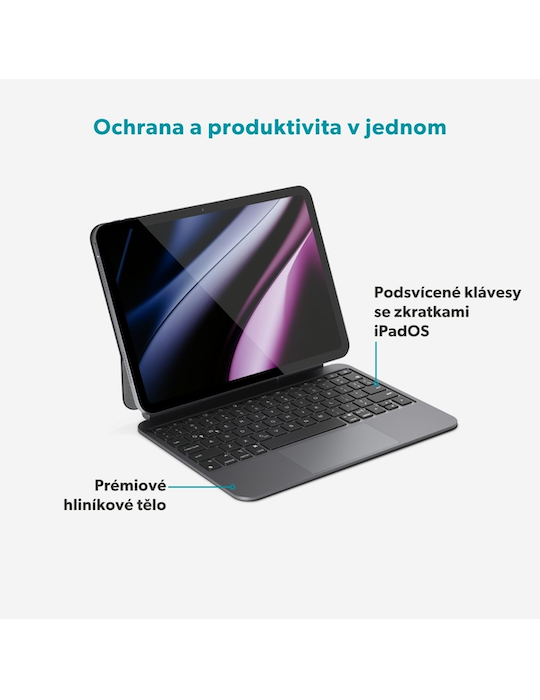 Epico tenká hliníková klávesnice EK40 iPad Pro 12,9" (3.-6. gen)/Air 13" M2-M3, černá