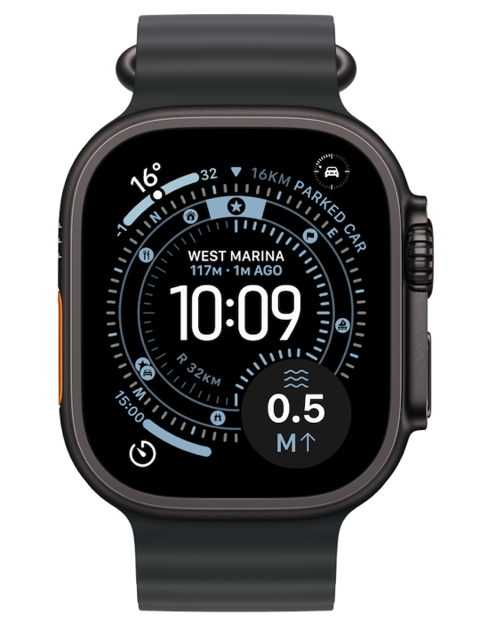 Apple Watch Ultra 3 GPS + Cellular 49mm černě titanové pouzdro s černým Oceánským řemínkem, černý titan
