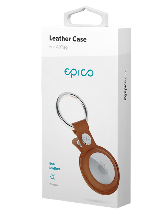 Kryt Epico Leather pro O2 Tag a Air Tag, hnědá
