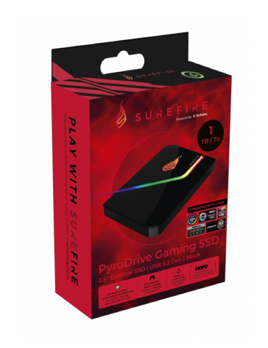 VERBATIM SUREFIRE Gaming SSD USB 3.2 Gen 1, 1TB, černá