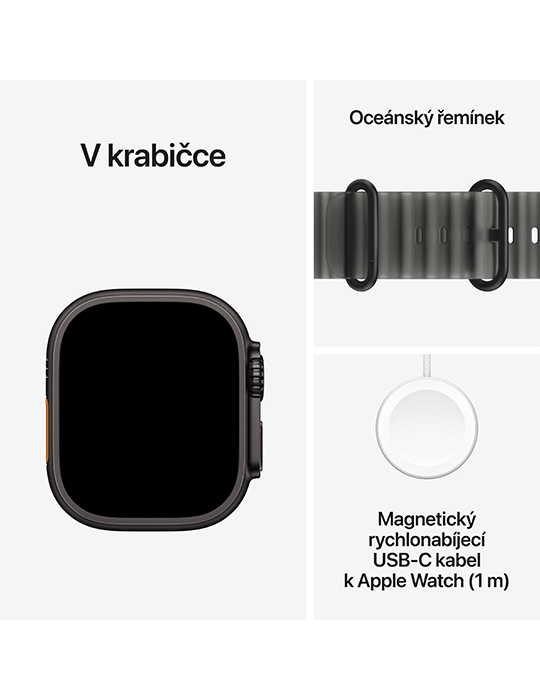 Apple Watch Ultra 4 GPS + Cellular 49mm, Titan černý/průsvit. černý oceánský