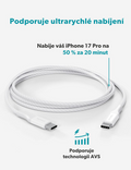 Kabel UltraLink USB-C, USB-C 240W 1.2m, bílá