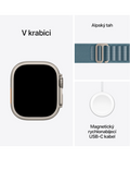 Apple Watch Ultra 3 GPS + Cellular 49mm přírodně titanové pouzdro se světle modrým Alpským tahem S, přírodní titan