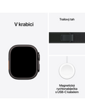 Apple Watch Ultra 2 GPS + Cellular 49mm černě titanové pouzdro s černým Trailovým tahem S/M, černá - Trailový tah S/M