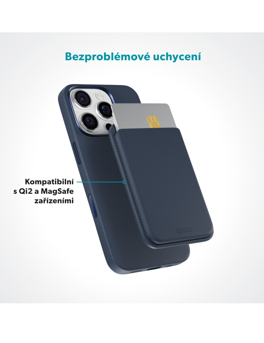 Peněženka Epico Mag+ Leather Wallet, modrá